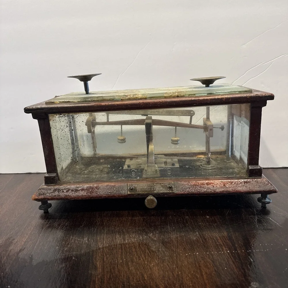 19th CENTURY HENRY TROEMNER BALANCE SCALE  NICE DISPLAY BROKEN PIECES SEE‎ PICS
